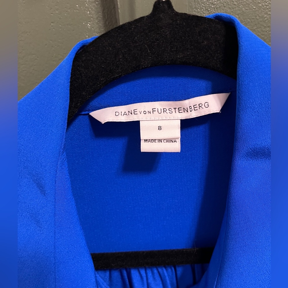 Diane Von Furstenberg Royal Blue 100%Silk Blouse